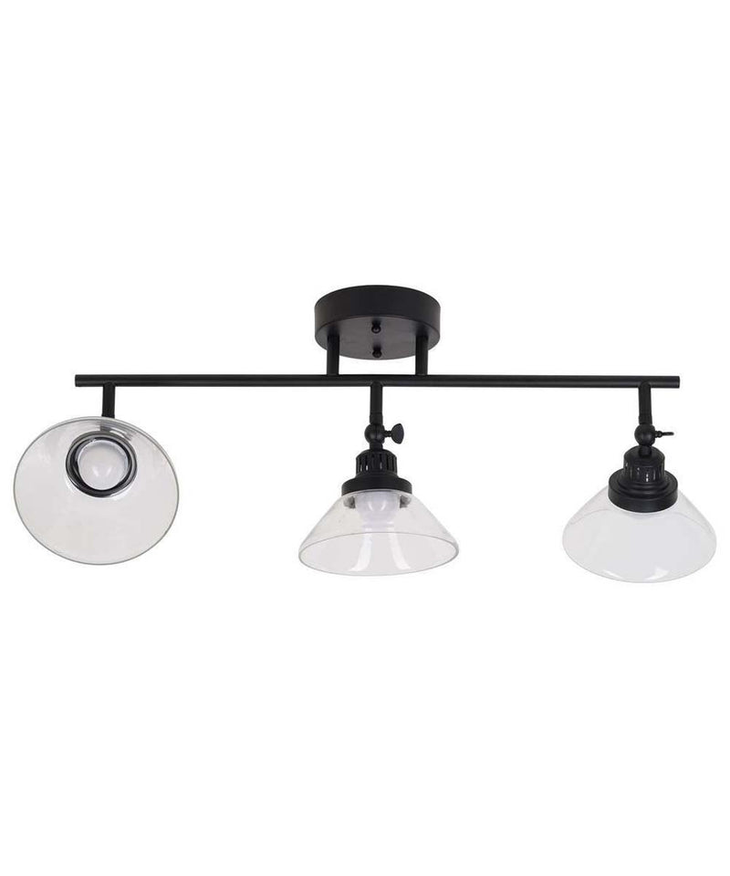 Catalina 23"W 3-Light LED Track Bar Light Fixture, Matte Black with Clear Glass Shades