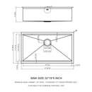 32" Undermount Kitchen Sink Brushed Nickel 16 Gauge Stainless Steel Single Bowl With Ledge Workstation, 32 X 19 X 9 Inch by HouseOfZazla