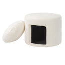 Beige Pet-Friendly Ottoman with Removable Pet Cushion and Hidden Nook by HouseOfZazla