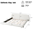California King Size Bed Frame with Boucle Fabric and Thick Headboard by HouseOfZazla