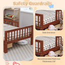 Bed With Headboard Storage Rack, 2 Under Bed Drawers, 3 Side Guardrails For Safety by HouseOfZazla
