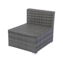 7-Piece Patio Furniture Set w/Retractable Canopy Wicker Rattan Sectional Sofa Set Patio Furniture with Washable Cushions for Lawn, Garden, Backyard, Poolside Grey wicker + Black Cushion