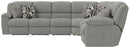 Quinn - 3 Piece Reclining Sectional With 4 Reclining Seats, Storage Arms, Storage Console With Lights, And Drop Down Table - Nature