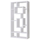 Geometric 10 Shelf Open Back Bookcase With Interlocking Shelves - White by HouseOfZazla
