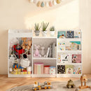 Bookshelf And Toy Storage, 3 Tier Montessori Bookcase With Stuffed Animal Organizer - White by HouseOfZazla
