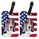 USA American Flag with Basset Hound Luggage Tag