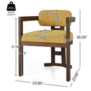 Indoor Upholstered Wood Dining Chair Set of 2 - Yellow Walnut