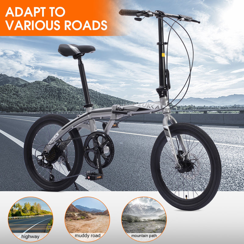 20" Folding City Bike Aluminum Frame 8 Speed Folding Bike