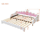 Extending Daybed With LED Lights, Modern Upholstered Princess Daybed With Crown Headboard by HouseOfZazla