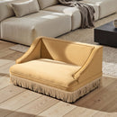 Duchess 33' Medium Princess Pet Bed Sofa with Fringe Skirt, Gold Yellow Performance Velvet