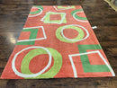 Abstract Rug 6x9, Modern Contemporary Rug, Red-Orange Green