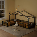 L-Shaped Montessori Bed For 2 Kids With Partitioned Fence by HouseOfZazla