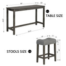 4 Piece Bar Table Set with Power Outlet, Bar Table Set with Chairs, Sofa Bar Table with Stools, Behind Couch Table with 3 Padded Stools, for Living Room, Dining room, Dark Gray by Montret