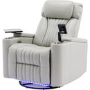 270° Power Swivel Recliner Home Theater Chair With Hidden Arm Storage, LED Light, Cup Holder, And Tray Table by HouseOfZazla