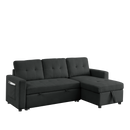 78.5" Sleeper Sofa Bed Reversible Sectional Couch with Storage Chaise and Side storage bag for Small Space Living Room Furniture Set