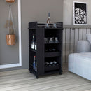 Bar Cart With Glass Door, 2 Side Shelves And Casters - Black by HouseOfZazla