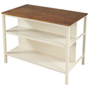 Rustic 3 Piece Stationary Kitchen Island Set With 2 Seatings, With 2 Open Shelves by HouseOfZazla