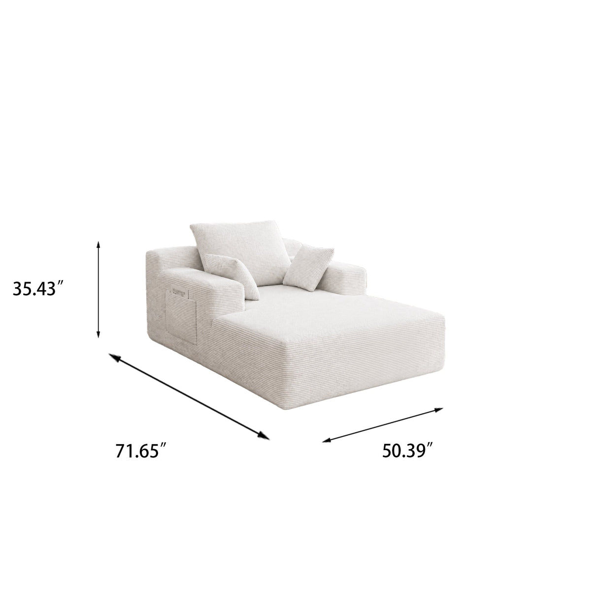 71.65'' Corduroy Chaise Lounge Sofa with Cup Holders & Storage Pocket, photo 3 of 5