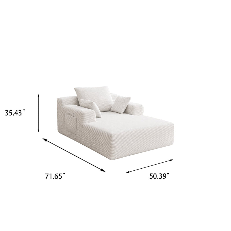71.65'' Corduroy Chaise Lounge Sofa with Cup Holders & Storage Pocket, photo 3 of 5