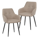 Dining Chair With Backrest And Wide Seat (Set of 2) - Beige