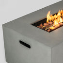 Propane Gas Fire Pit Table, 50000 Btu Rectangular With Glass Wind Guard For Outside - Gray