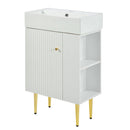 21.6" white Bathroom vanity, Combo Cabinet, Bathroom Storage Cabinet, Single Ceramic Vessel Sink, Right side storage