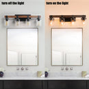 27" 4-Light Modern Farmhouse Bathroom Wall Sconce with Wood Accent