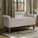Upholstered Storage Bench With Rolled Armrests - Beige by HouseOfZazla