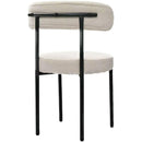 White Boucle Dining Chairs Set of 2,Mid-Century Modern Curved Backrest Chair,Round Upholstered Kitchen Chairs