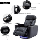 270° Power Swivel Recliner Home Theater Chair With Hidden Arm Storage, LED Light, Cup Holder, And Tray Table by HouseOfZazla
