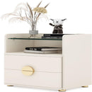 2 Drawer Nightstand With Open Shelf, Bedside Table - Beige