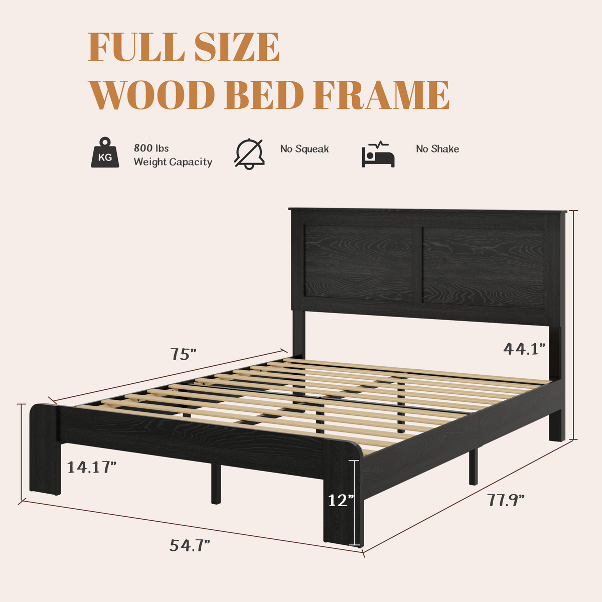 Full Size Wood Platform Bed Frame, photo 9 of 10