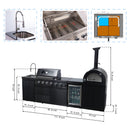 Black 112-Inch Double Stainless Steel Gas Outdoor Kitchen Grill