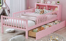 Bed With Headboard Storage Rack, 2 Under Bed Drawers, 3 Side Guardrails For Safety by HouseOfZazla