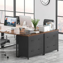 2 Drawer Lateral File Cabinet, A4 / Letter Size, Heavy Duty Storage For Home Office - Brown / Black by HouseOfZazla