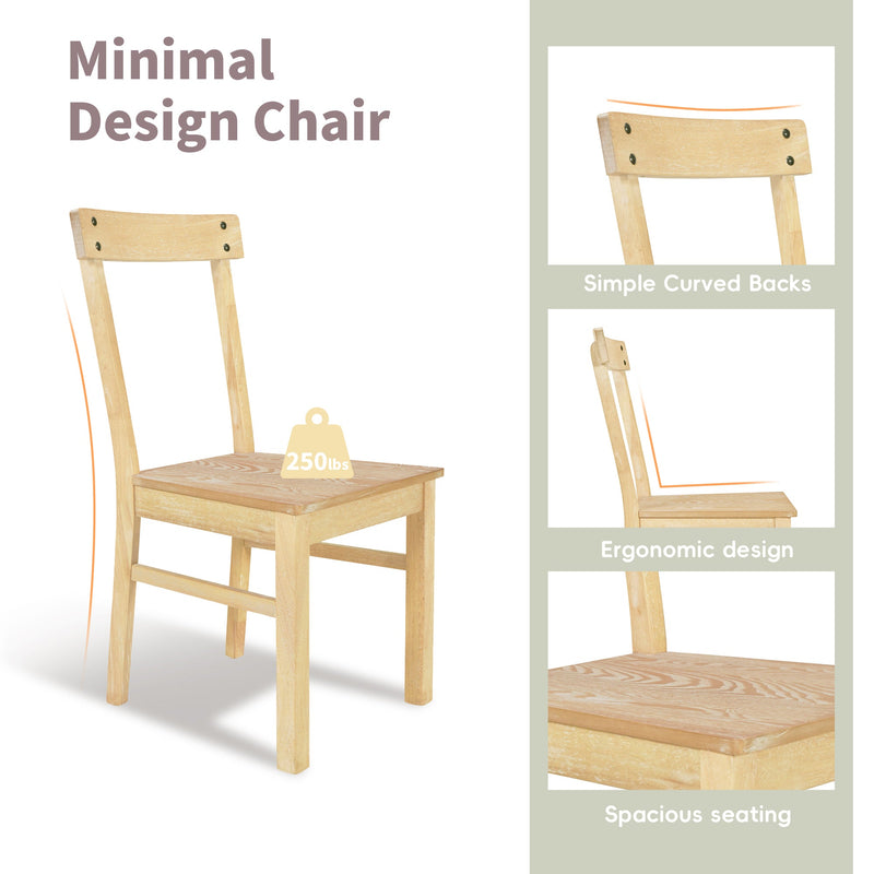 5-Piece Rustic Round Pedestal Extendable Dining Table Set with 15.7" Removable Leaf and Simple Dining Chirs for Small Places, Natural