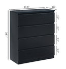 4 Drawer Dresser,Modern Storage Chest of Drawers,31.5In Black Dresser for Closet with Handle-Free Design, Closet Chests Organizer for Bedroom, Living Room,Black