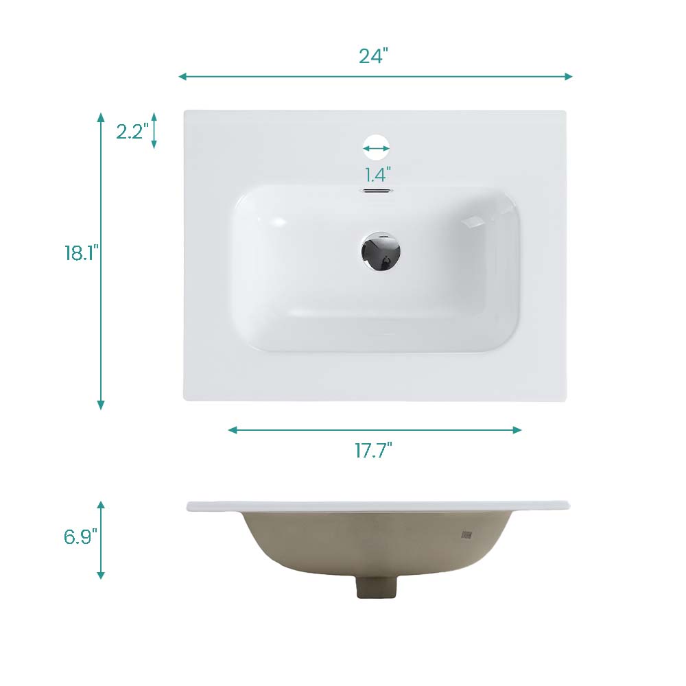 Glossy White Ceramic Integrated Sink, photo 7 of 10