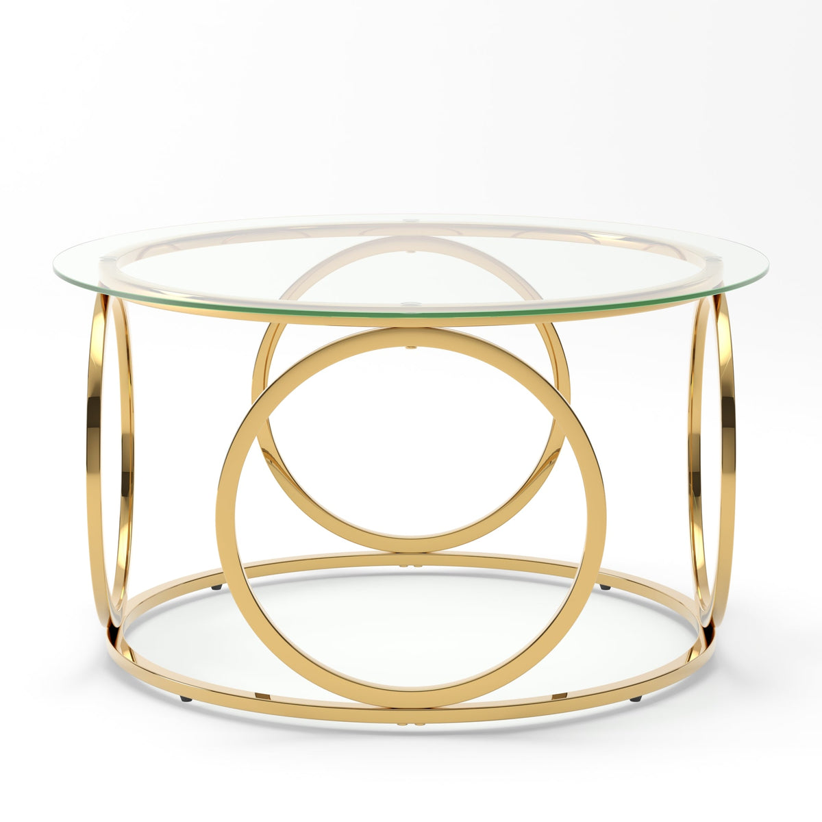 31.5" Modern Round Glass Top Coffee Table, photo 9 of 10