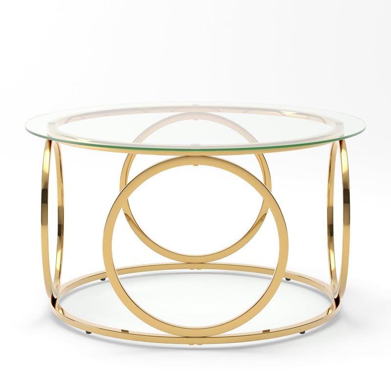 31.5" Modern Round Glass Top Coffee Table, photo 9 of 10