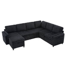 Convertible U-Shaped Sectional Sofa Bed With USB Ports And Storage by HouseOfZazla