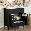 Bathroom Vanity With Sink And Ample Storage, Rectangular Undermount Sink - Black by HouseOfZazla