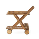Riviera Bar Cart Natural Stained Acacia Wood Mobile Bar Cart