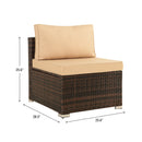 7 Piece Outdoor PE Wicker Furniture Set, Patio Black Rattan Sectional Sofa Couch with Washable Cushions