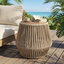 Acacia Wood Side Table with Beige Rope Base by HouseOfZazla