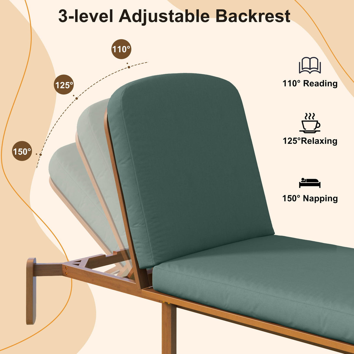 Outdoor Chaise Lounge With Adjustable Backrest, photo 39 of 40
