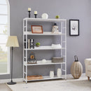 5-Tier Home Office Bookcase Open Bookshelf Storage Large 5 Shelf Bookshelf Furniture with Metal Frame, White