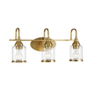 3 Lights Brush Vanity Light - Clear / Gold