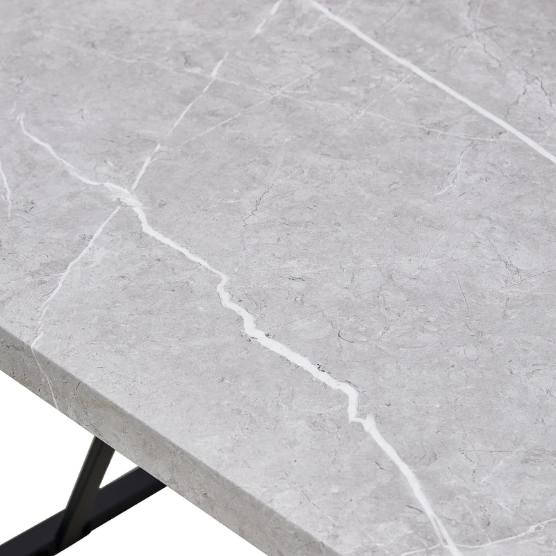 5-piece Dining Table Chairs Set, Rectangular Dining Room Table Set for 4, Modern Dining Table and faux leather Chairs for Kitchen Dining Room, Small Space, GRAY