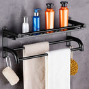 2 Tier Wall Mounted Towel Rack Bar Rail Towel Holder Hanger Bathroom Toiletries Storage Shelf with Nail Free Stickers